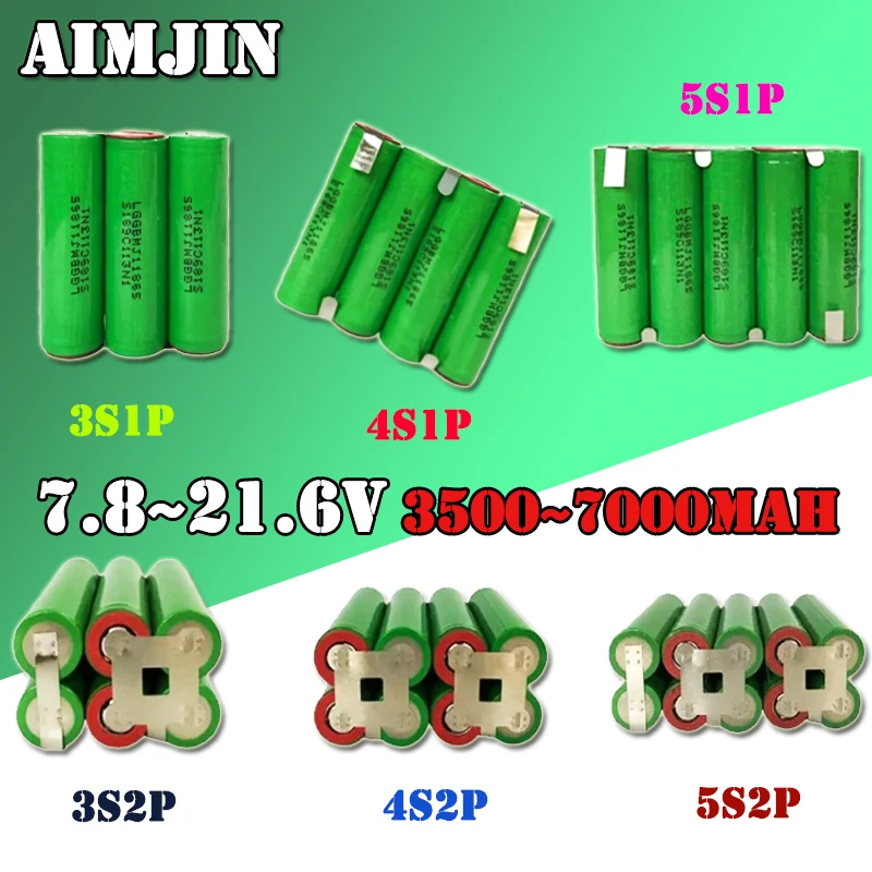 

3S1P 3S2P 4S1P 4S2P 5S2P 18650 7000mAh electric drill 12.6V 16.8V 21V rechargeable lithium battery electric screwdriver