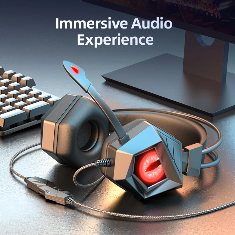 Cuffie cuffie da gioco cablate da 3.5mm auricolari musica per PS4 Play Station 4 Game PC Chat computer con microfono