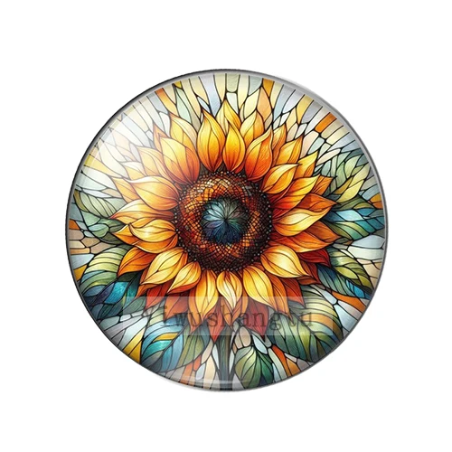 Beautiful Yellow Sunflower Art Paintings 12mm/18mm/20mm/25mm Round photo glass cabochon demo flat back Making findings