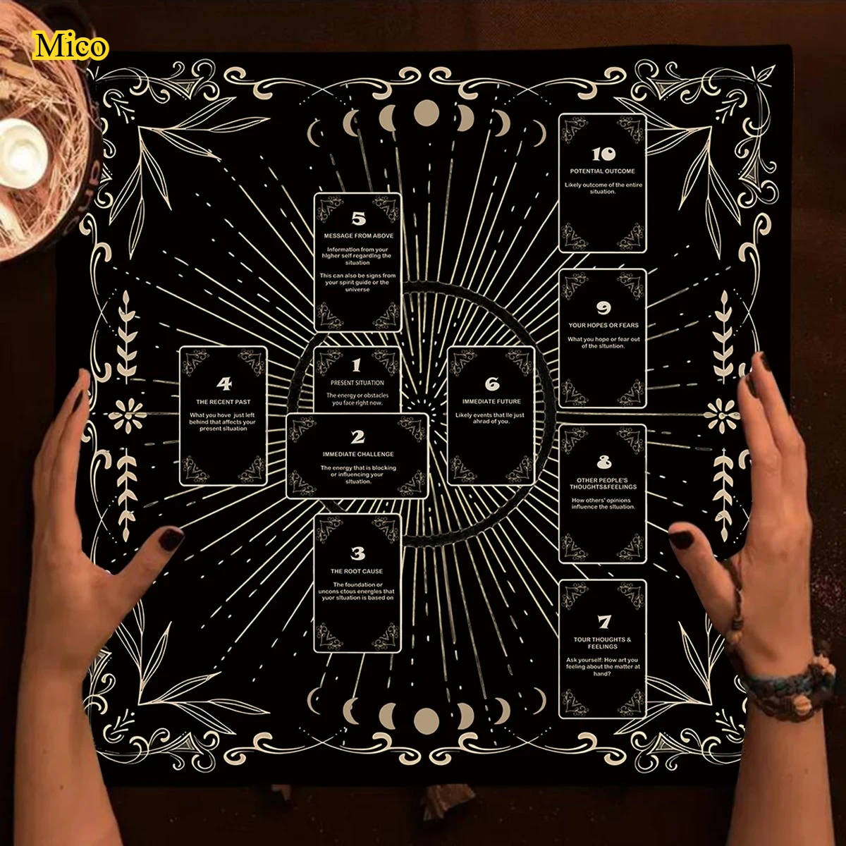 

Celtic Cross Altar Cloth Tarot Card Table Cloth Witch Moon Divination Table Cover For Tarot Mat Witchy Gifts Decor Card Pad