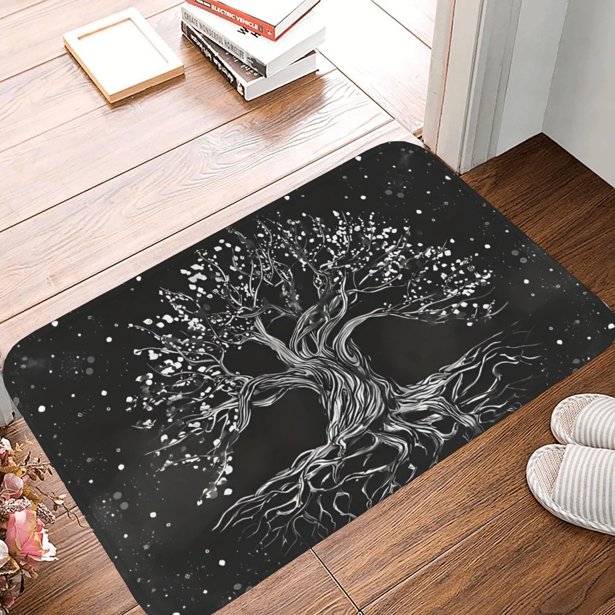 

1PC Celestial Botanical Fusion Kitchen Rug Non-Slip Door Mat Pop design Bathroom Rug Bath Mat Carpet for Home Sink Laundry Decor