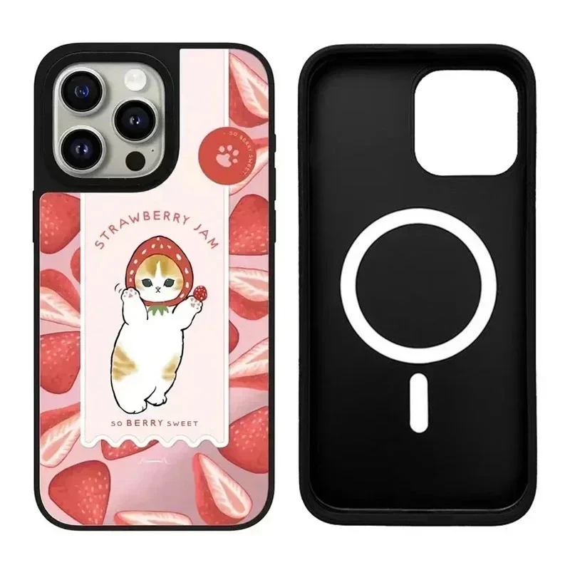 

Cute Dessert Cat iPhone 11 12 13 14 15 Pro Max Mirror Surface MagSafe Case Cover Shell