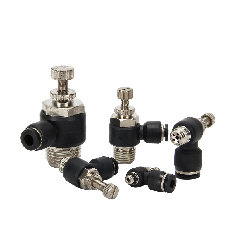 

Pneumatic Connector Throttle Valve SL4-M5 6-01 8-02 03 Airway Quick Coupling Cylinder One-Way Speed Regulating Valve