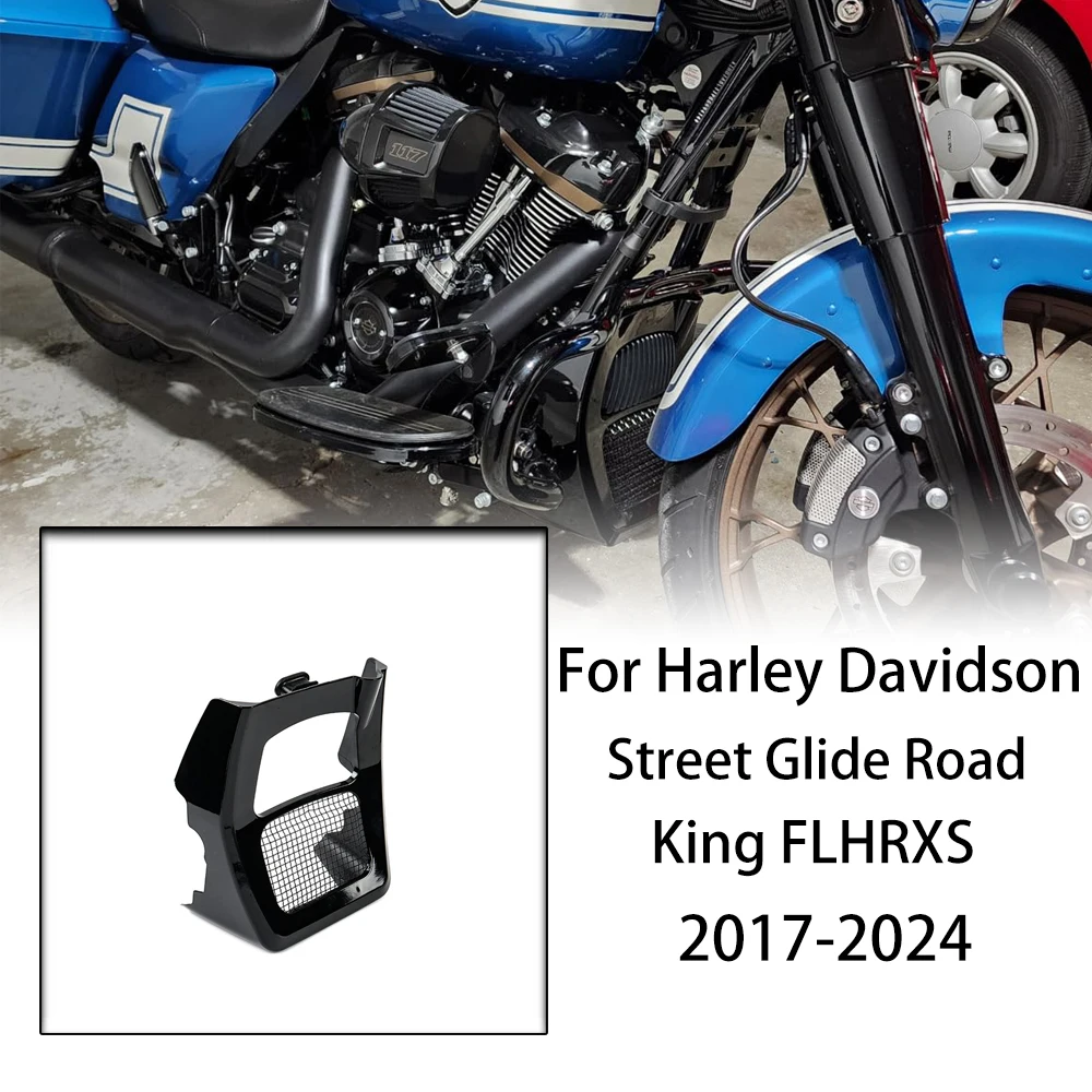 

Glossy Black NEW Motorcycle Fairing Front Spoiler Radiator Chin Cover Set For Harley Road Street Glide 2017 -2024