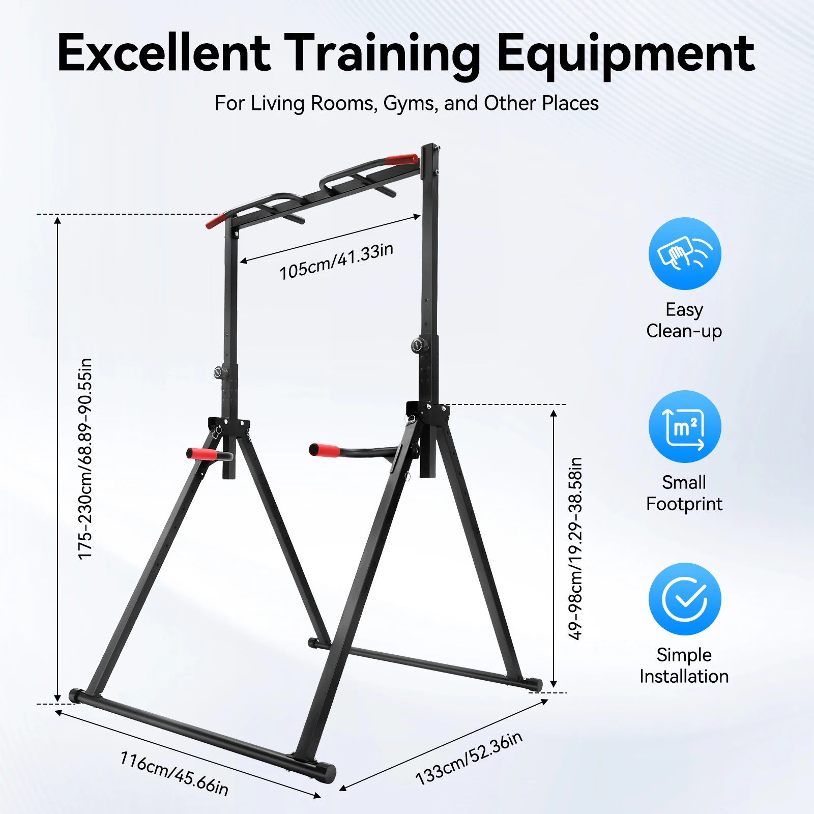Verstellbare Klimmzugstange für Zuhause, Faltbares Krafttrainingsgerät, Dreieckige Horizontalstange, 200kg Tragkraft für Heim & Fitnessraum – Detail 3