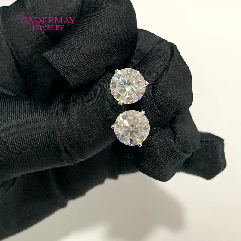 High Quality Martini 3 Prongs 9mm 3ct Each VVS Moissanite Diamond Earrings Stud 14K White Gold Moissanite Earrings For Women Men - view 2