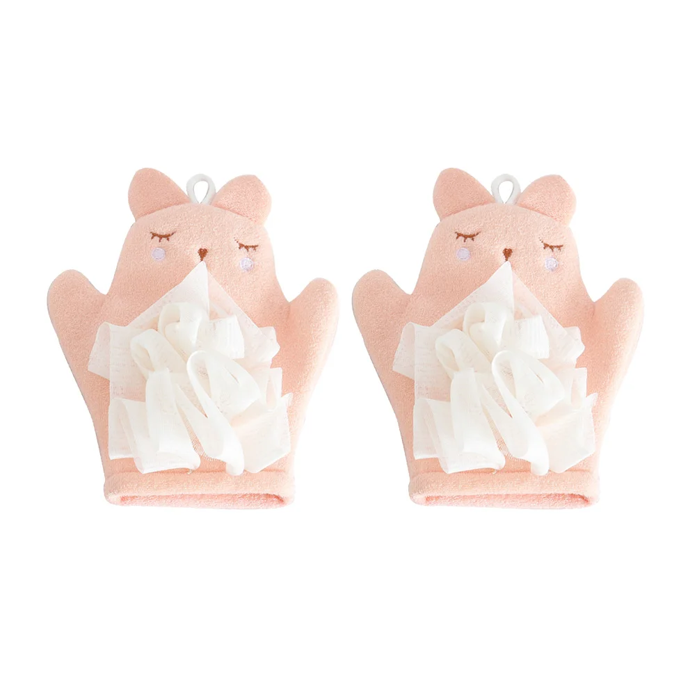 

2 шт., детские перчатки для душа, губка двойного назначения, скруббер, нежное отшелушивающее детское прочное мочалка для ванны, аксессуары для ванной комнаты