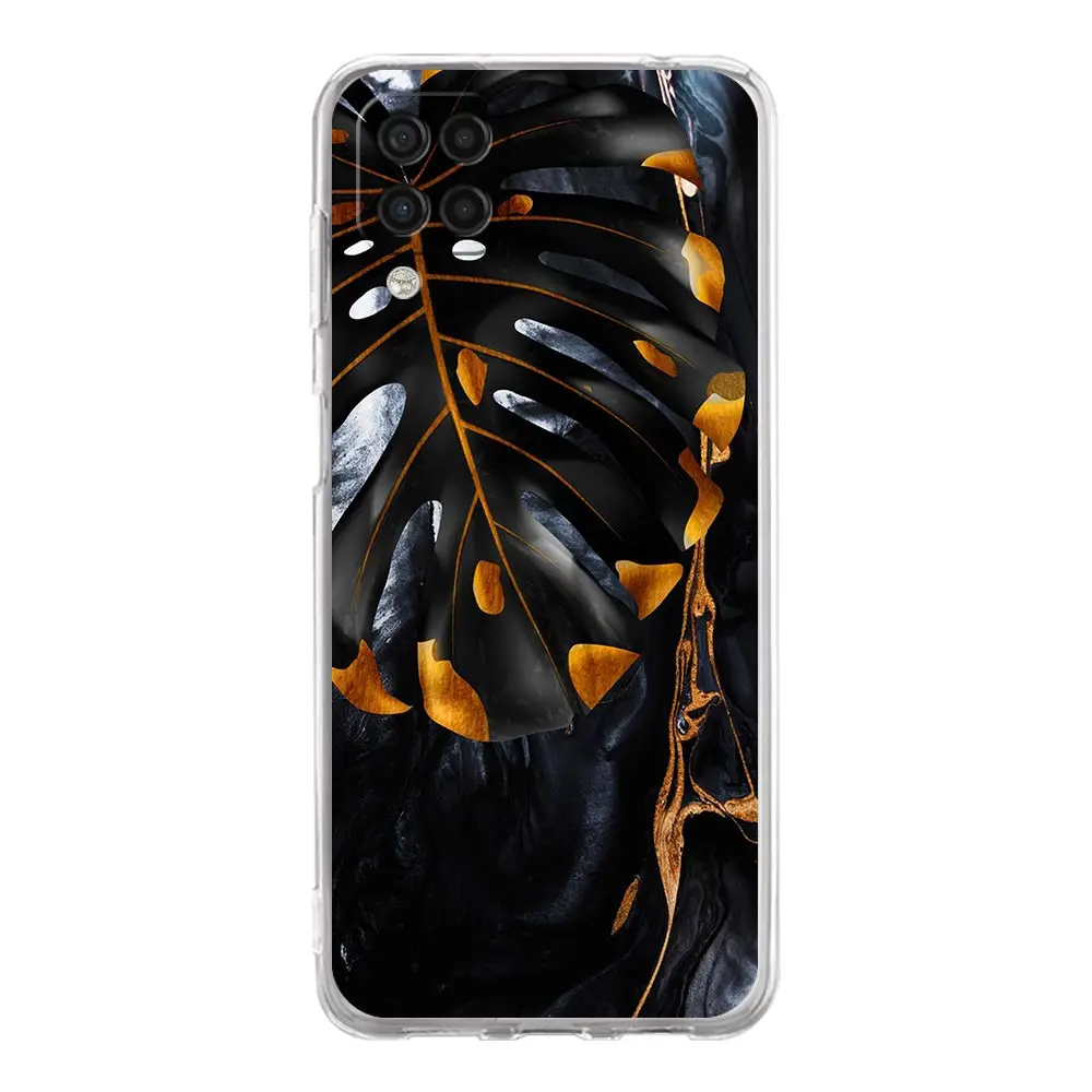 Black Gold marble tropic Phone Case For Samsung Galaxy A51 A71 A21S A12 A11 A31 A41 A03S A13 A33 A73 A53 A52 A32 5G A23 Cover