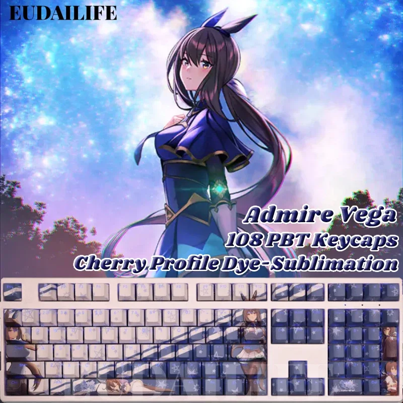 Admire Vega 108 Keycap Uma Musume Pretty Derby PBT DYE Sublimation Light Transmitting Switch Key Cover Mechanical Keyboard Gift