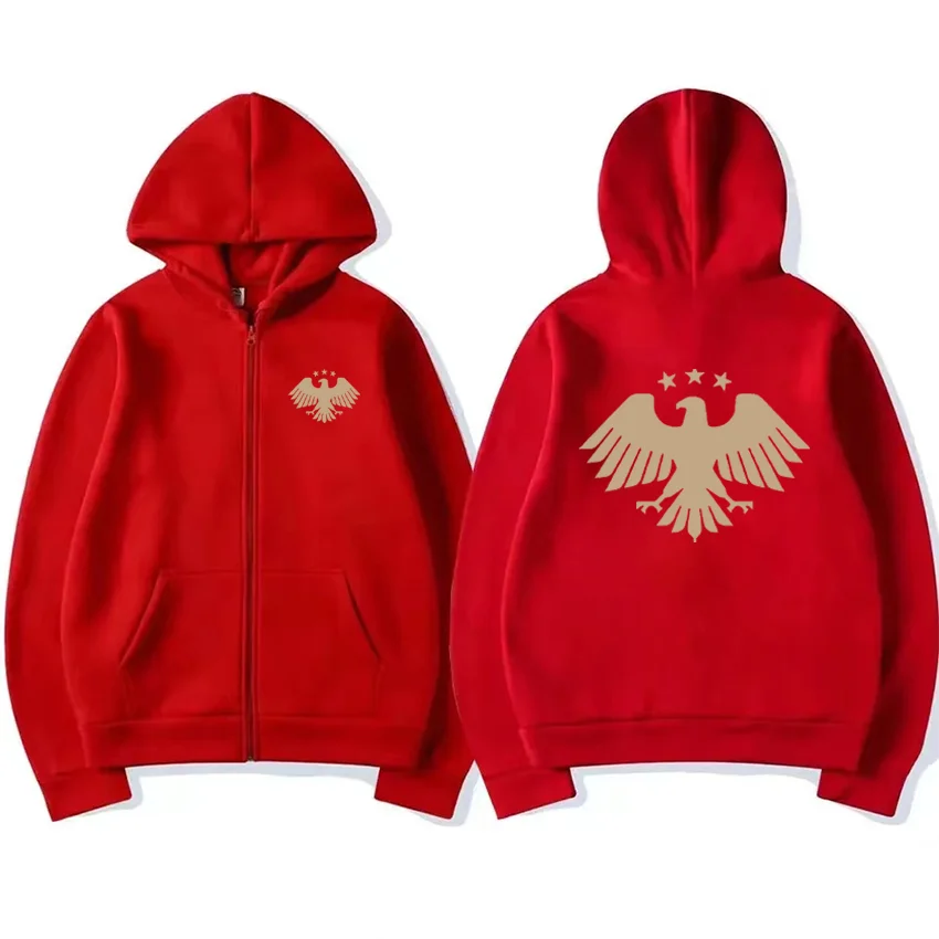 Syrian Eagle Graphics Printed Hoodie Men Women's fashion Coat Autumn Winter Zip Up Jacket Long sleeve Fleece vintage streetwear view 6