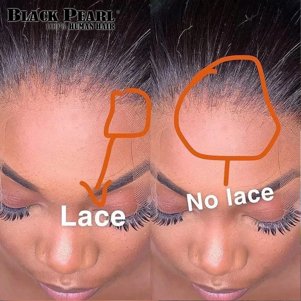 Pelucas brasileñas de encaje frontal para mujeres negras, pelo corto Bob, 100% humano, HD, transparente, prearrancado con cabello de bebé, Perla Negra