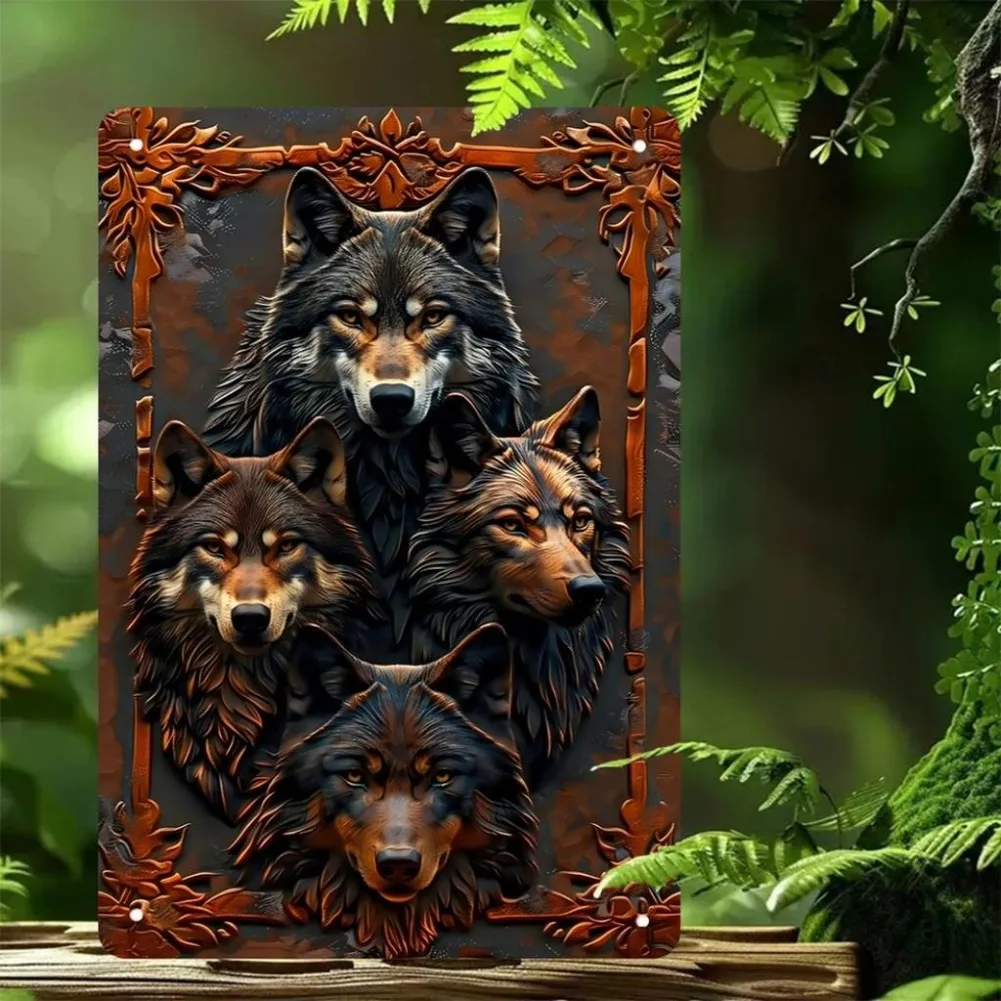 Hiasan Seni Dinding Logam Serigala، Reka Forma 3D، Plak Gantung Gothic Vintaj، إنانك هاونج، بار، كافيه، حاديا الهالوين دان