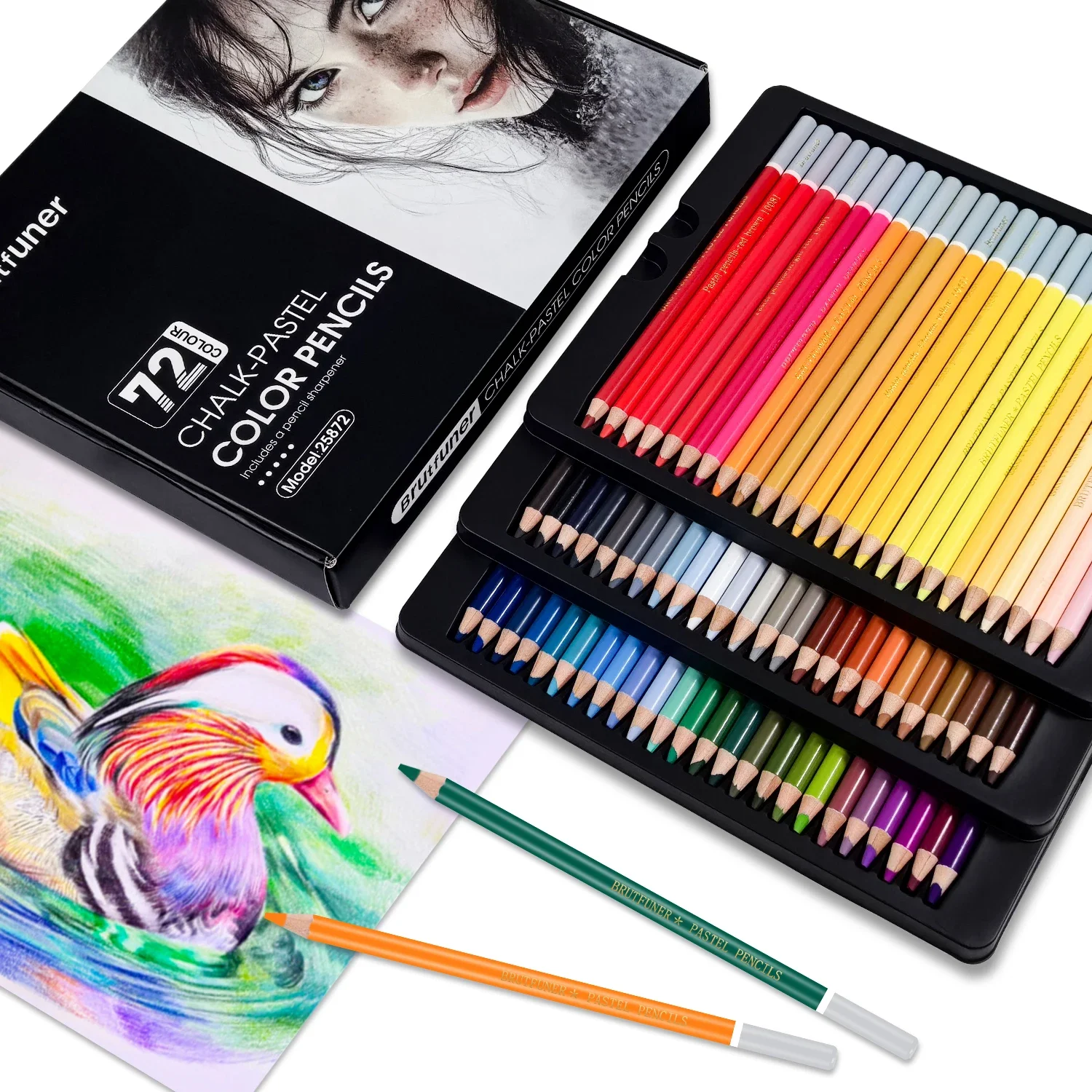 Pro Chalk-Pastel Color Pencils,Set of 24/72 Colors,Color Charcoal Pencils for Drawing, Blending, Sketching,Shading,Art Supplies
