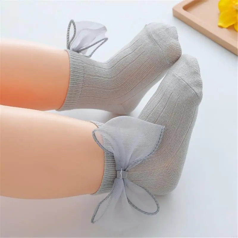 F1CB Antislip Baby Socks Lace Bowknot Socks للجنسين جوارب الكاحل الجوارب الربيع