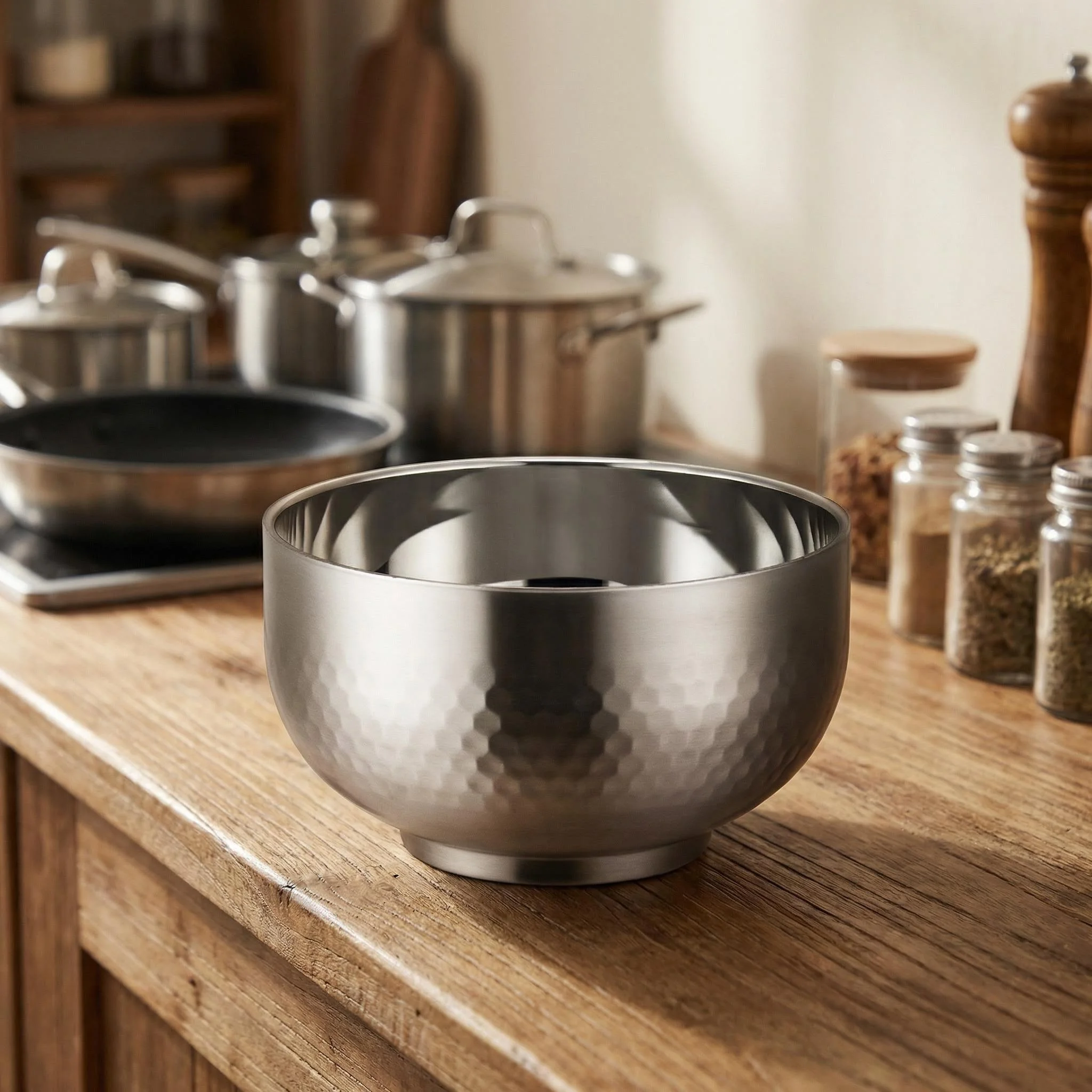 304 Stainless Steel Auspiciou Rice Bowl Double-layer Thickened Anti-slip Bowl Microwave Heating Food Noodle Ramen Soup Bowl Sets