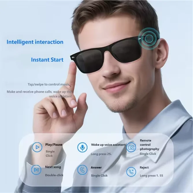 Smart Bluetooth Glasses, Sunglasses, Bluetooth Calls and Other Music Playback. Transparent Lenses That Can Prevent Blue Light