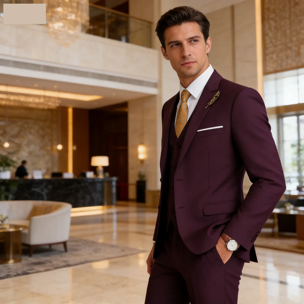 

Высококачественный черный мужской костюм Slim Fit: роскошный, элегантный, для бизнеса и свадеб, модная одежда