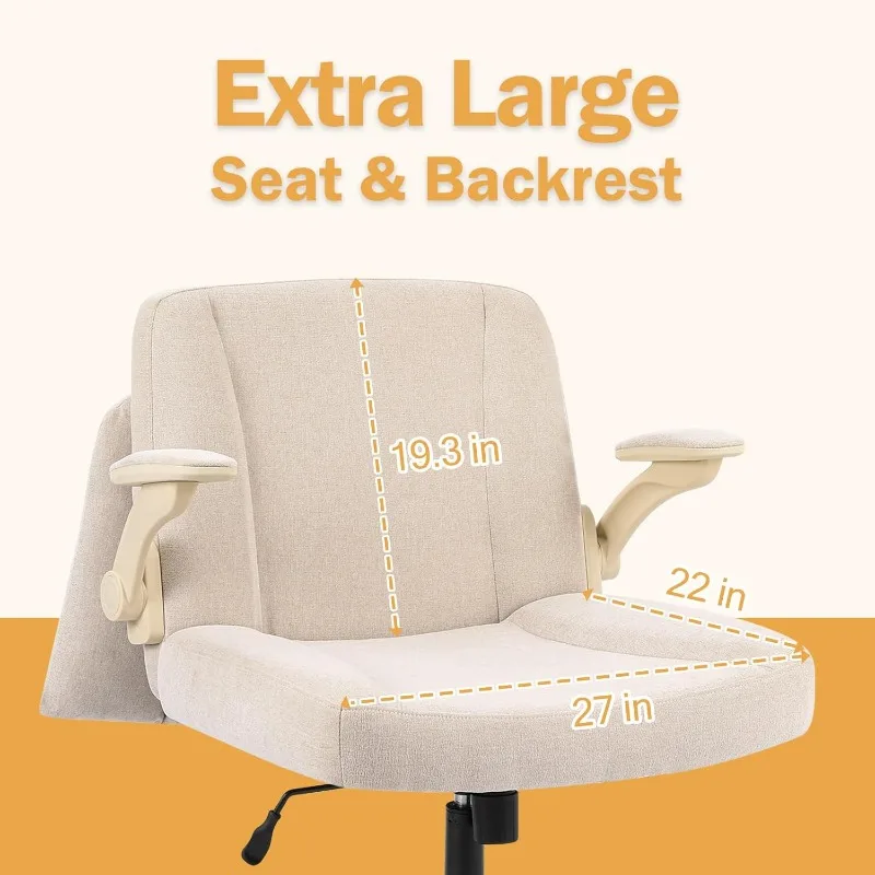 Criss Cross Chair with Arms, Plus Size Cross Legged Desk Chair with Flexible Back Cushion, Adjustable Arm Rest, Extra Wide Seat