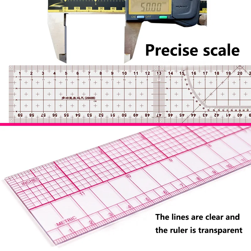 7Pcs Sewing Ruler Set French Curved Transparent Ruler Pattern Manufacturer DIY Garment Making Measuring Tool for Designer Tailor