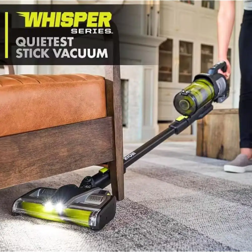 18V Brushless Cordless Stick Vacuum Kit Advanced Whisper Technology 4.0Ah Battery Charging Dock Pet Hair Removal HEPA Filter