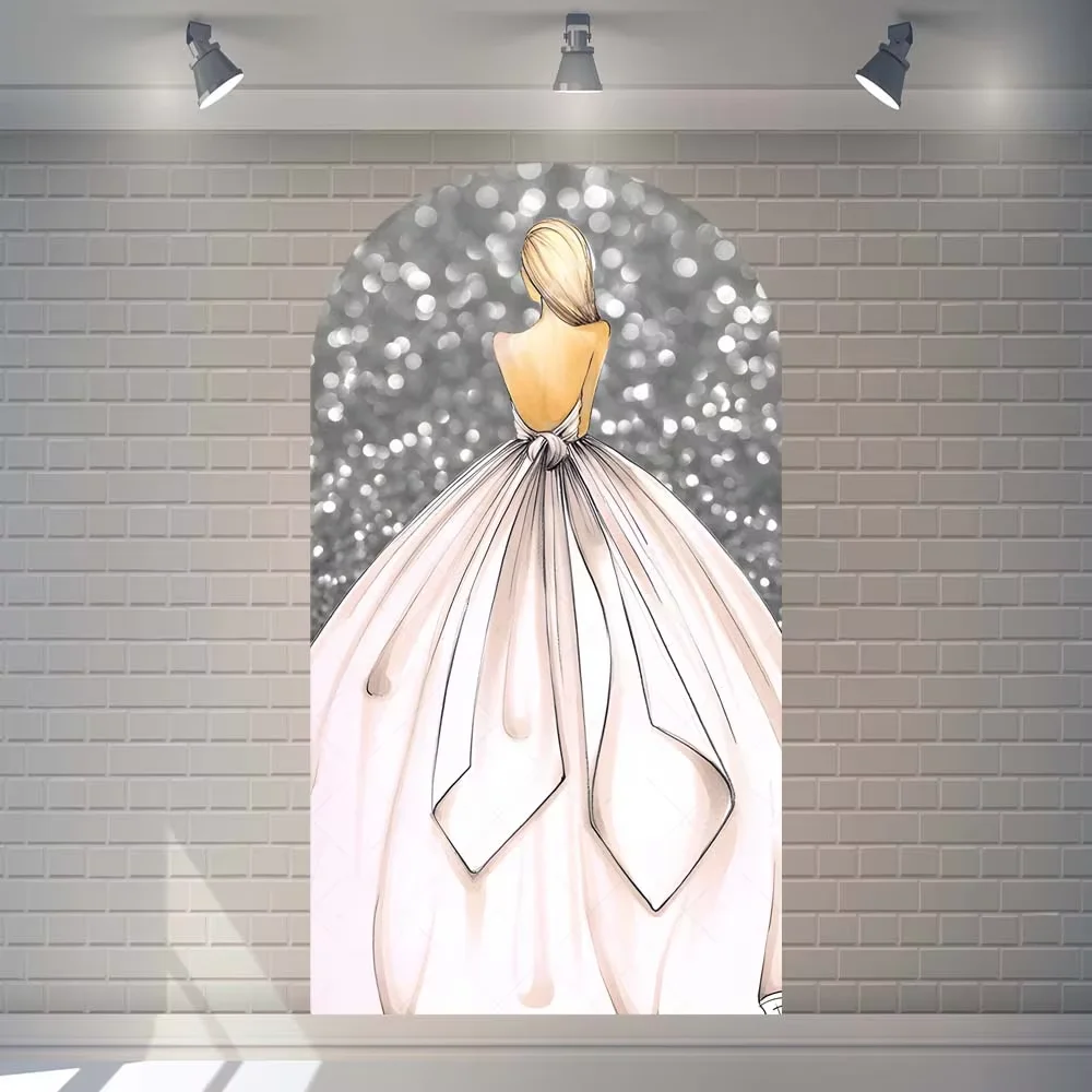 Mehofond مخصص 2-الجانب الوردي الذهب بريق فتاة حفلة عيد ميلاد غطاء استحمام الطفل كيارا قوس جدار خلفية ديكور خلفية الصورة