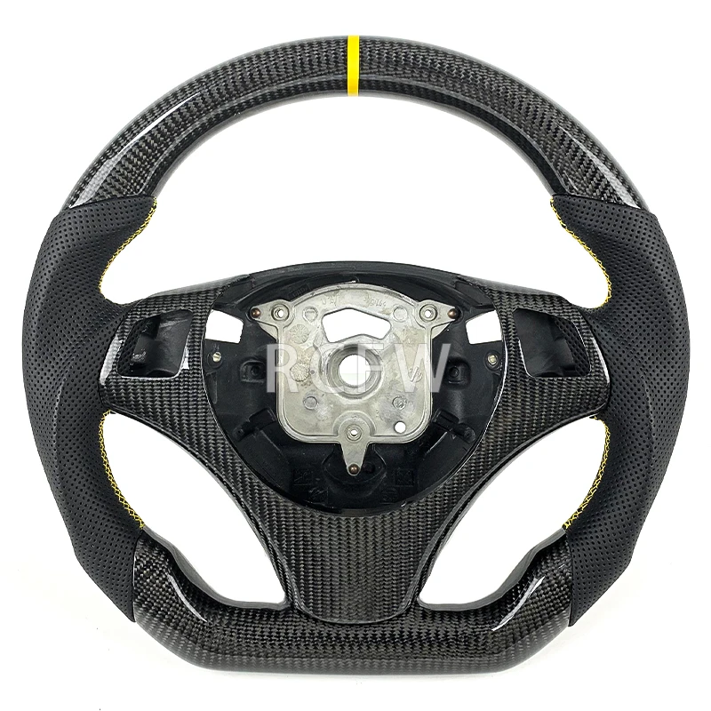 For BMW E90 E91 E92 E93 E87 E82 Automotive Steering Wheel Carbon Fiber Leather Customized Auto Parts 2008 2009 2010 2011 2012