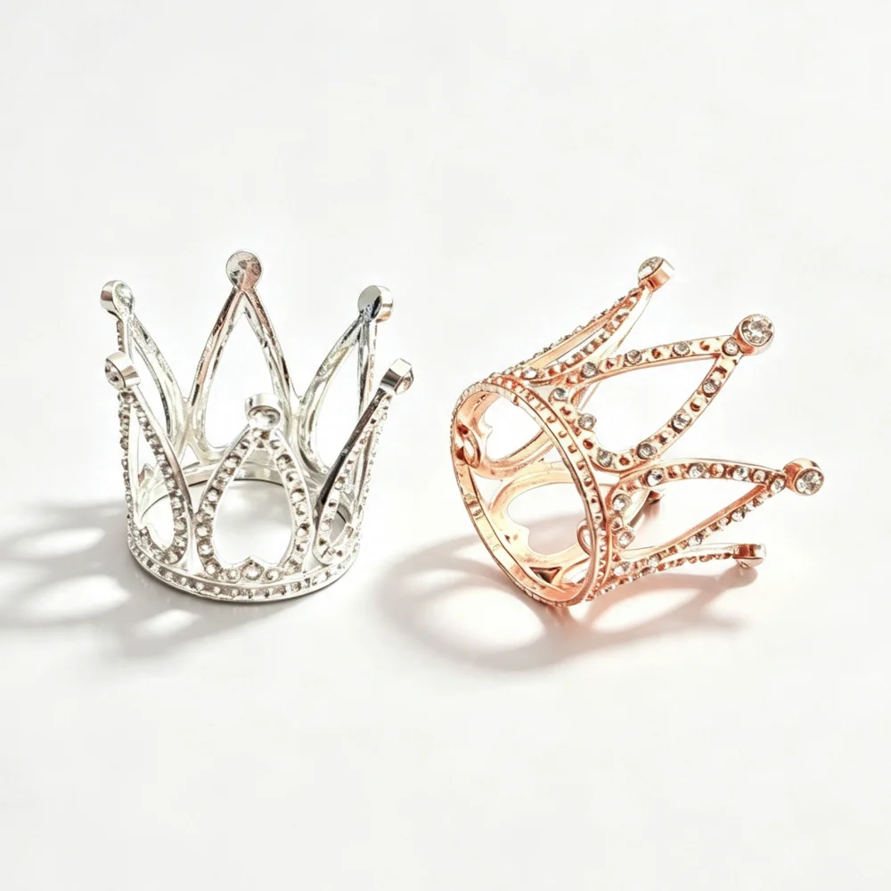 Metal Rhinestone Mini Crown Cake Topper For Birthday Wedding Baby Shower Cupcake Decoration Party Hair Accessories view 5
