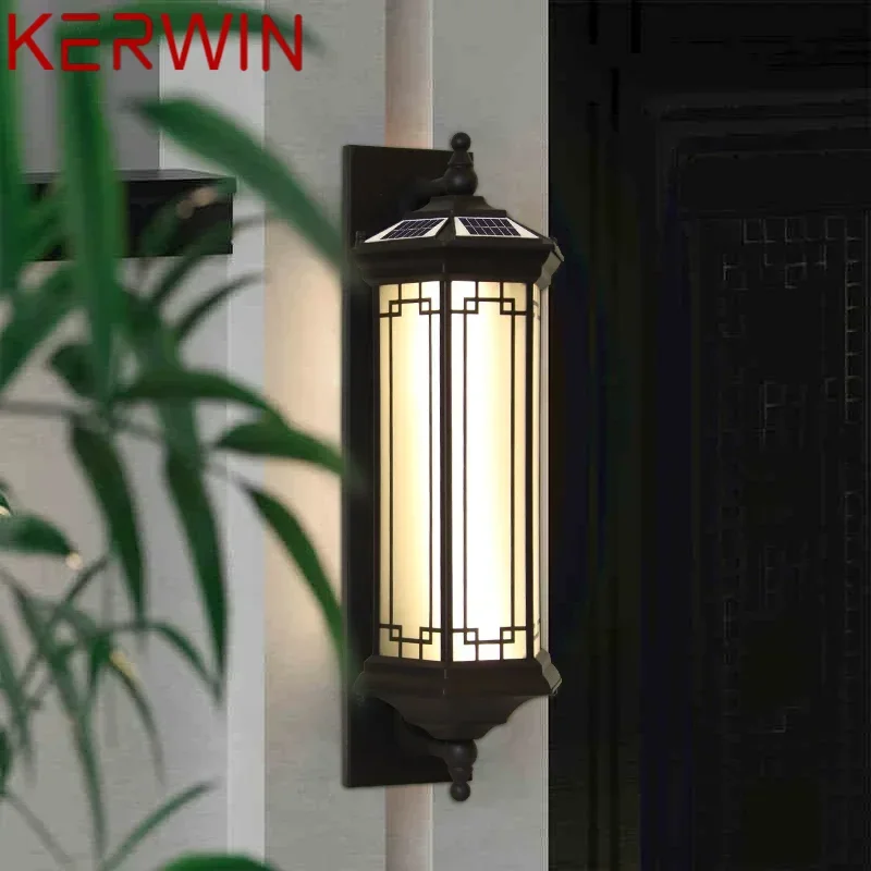 KERWIN Solar Wall Lamp Contemporary Outdoor Sconce Lights LED Waterproof IP65 for Home Villa Balcony Courtyard