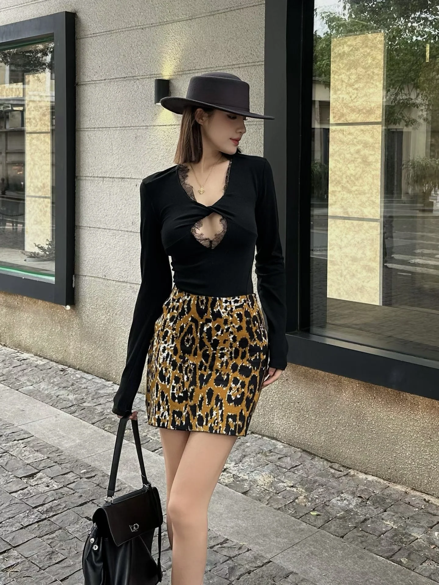 

Вязаная юбка с леопардовым принтом в стиле ретро, женская сексуальная утягивающая юбка, модная юбка Personali ort