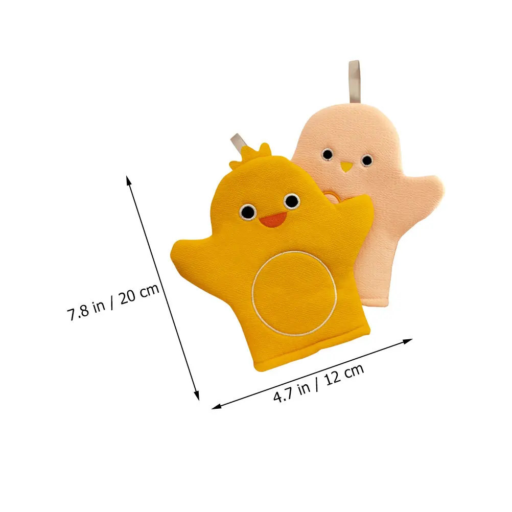 2 قطعة قفازات حمام الحيوان الكرتون مرنة المضادة للانزلاق قابلة لإعادة الاستخدام ألياف النباتات الناعمة للحمام قفازات حمام ماصة للتنظيف القوي
