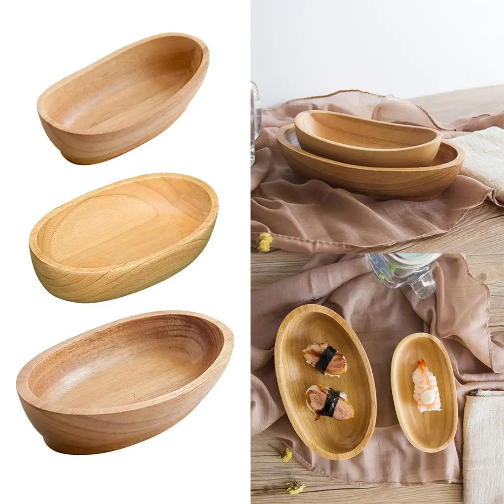 Wooden Salad Bowl Wavy Serving Bowl Mixing Bowl for Dessert Fruit