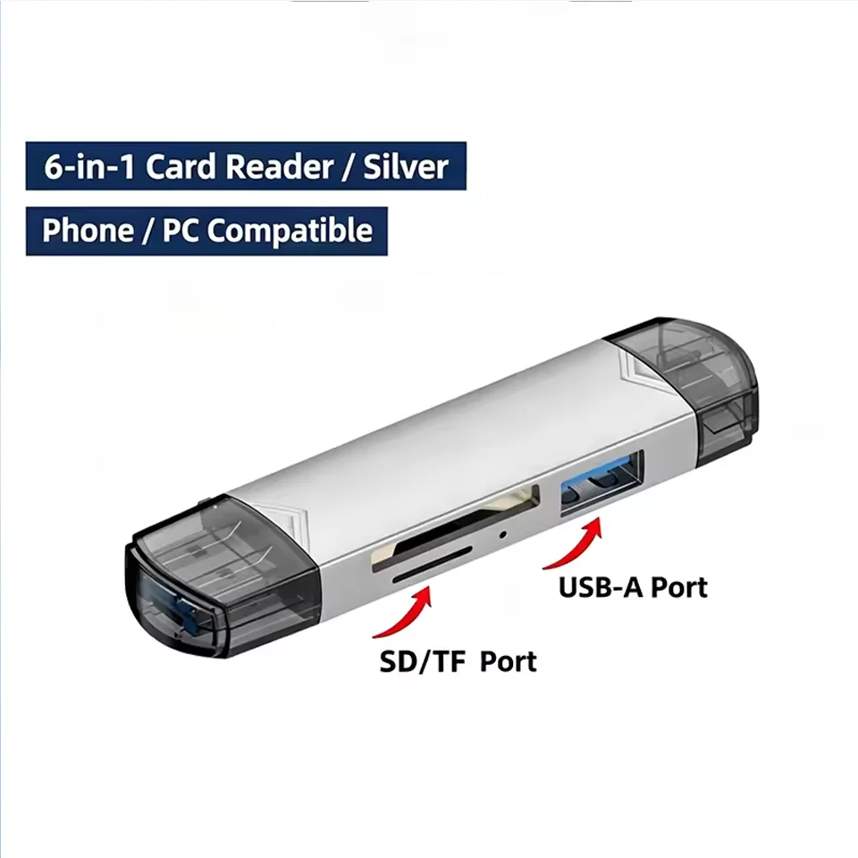 6 In 1 OTG Multifunction USB 3.0 Card Reader U Disk TYPE-C/Usb/Tf/Sd Flash Drive Memory Card for Adapter Phone Laptop Compute