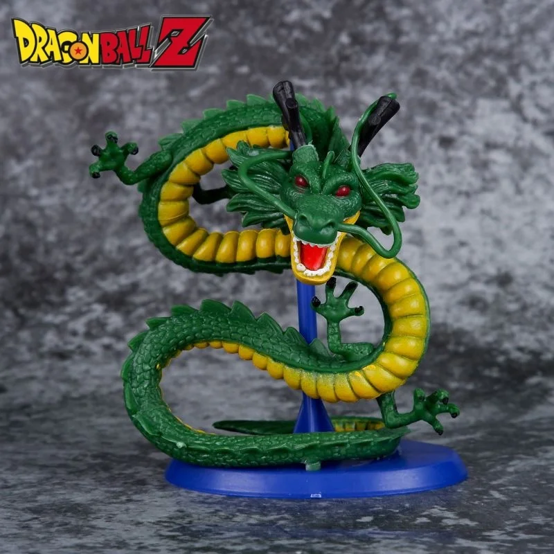 Anime Dragon Ball peripheral Shenlong model hand figure two-dimensional toy desktop ornament small green dragon with base gift