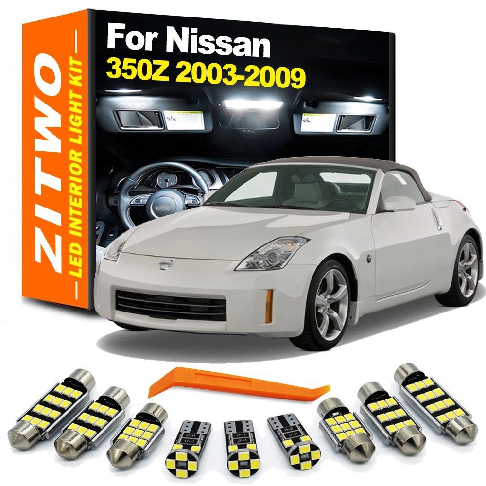 ZITWO-bombilla LED de 11 piezas para coche, Kit de luz de techo, mapa Interior, para Nissan 350Z, 2003, 2004, 2005, 2006, 2007, 2008, Coupe Roadster