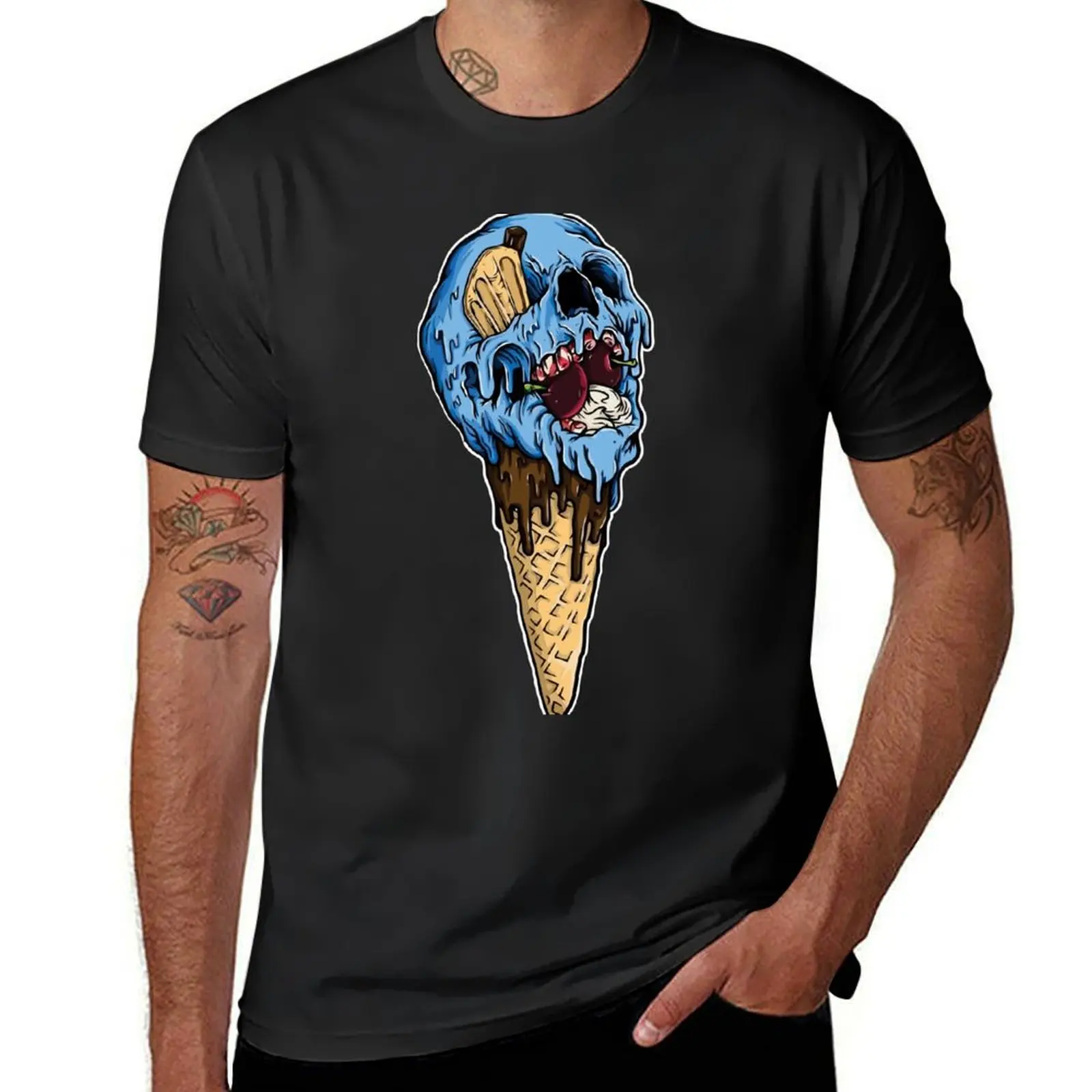 Skull Ice Cream T-Shirt Blouse shirts graphic tees mens white t shirts