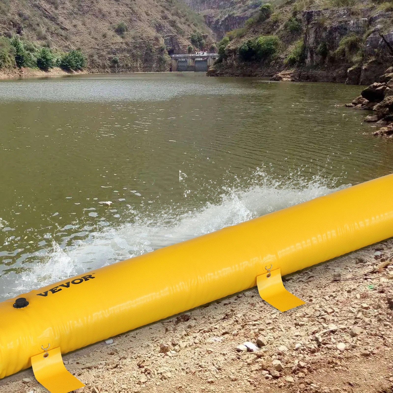 VEVOR Flood Barrier Reusable PVC Yellow Water Soft Folding Diversion Tubes Bags Lightweight Hydro Excellent Waterproof Barrier