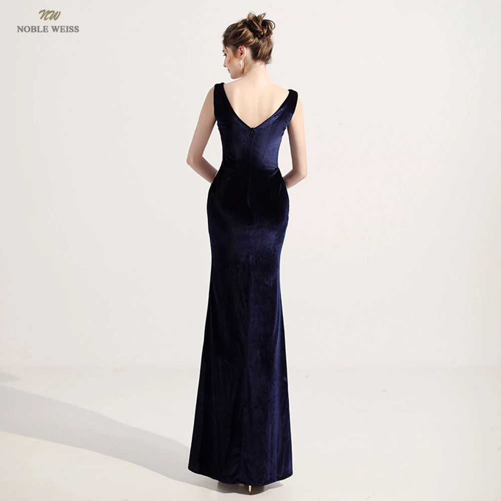 Evening Dresses Long  V-Neck  Appliques  Floor-Length  Evening Gowns for Women  Velvet  Dresses Woman Party Night Customized