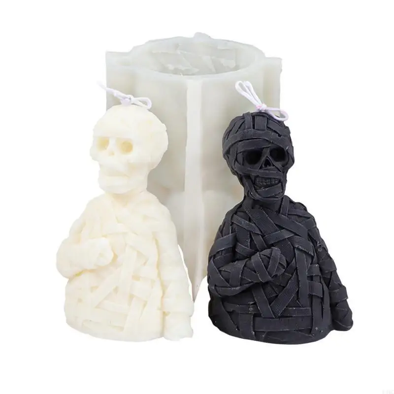 R3MC 3D Bandage Skull for Head Silicone Mold Plaster Handmade Mould for DIY Soap Plaster Epoxy Resin Moulds