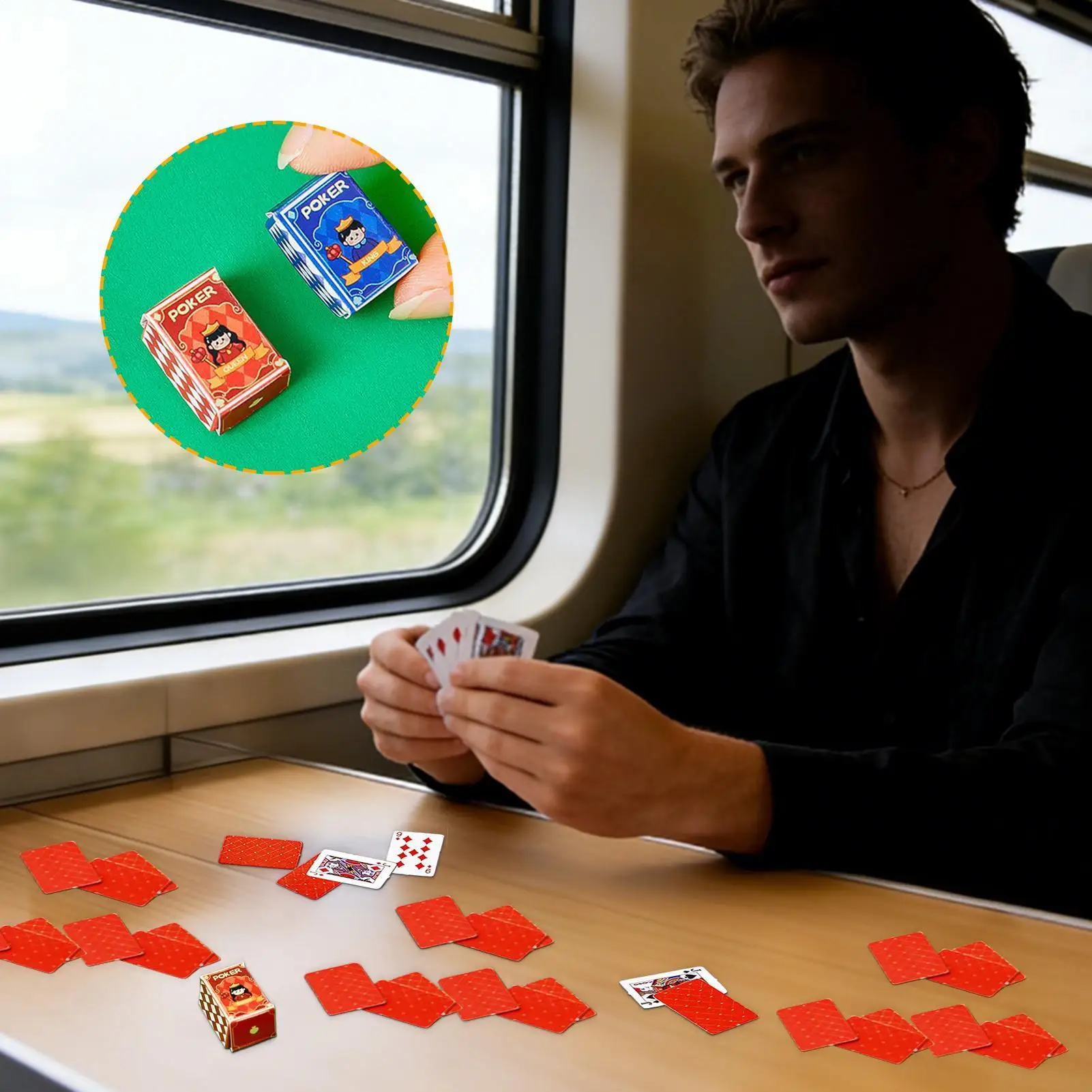 

Deck Of Playing Cards Finger-Sized Social Activity 54 Sheets Deck Of Cards For Grandparent Family Women Men Youth