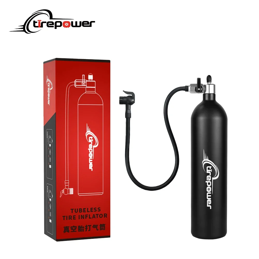 

1.3L MTB Road Bike Tubeless Tire Inflator Tyre Air Booster Black Air bottle With Valve Gas Cylinder For Bike Tubeless 29" tire