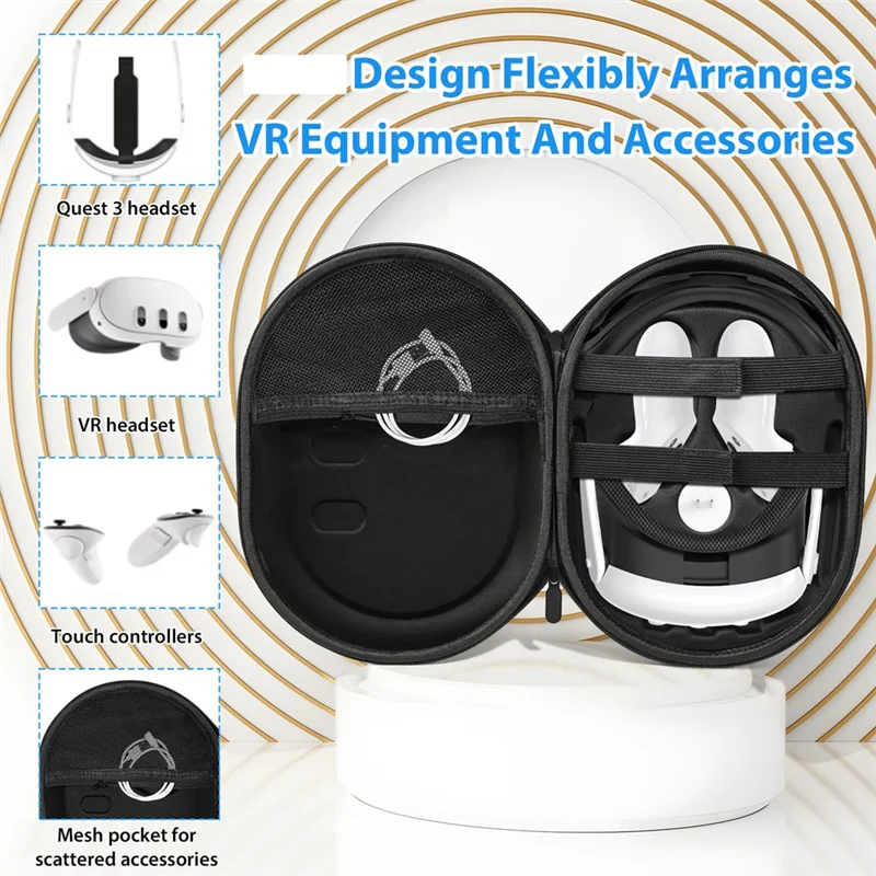 Жесткий чехол ABSY для Oculus/Meta Quest 3- для путешествий, портативная защита, совместимый с Oculus Quest 3