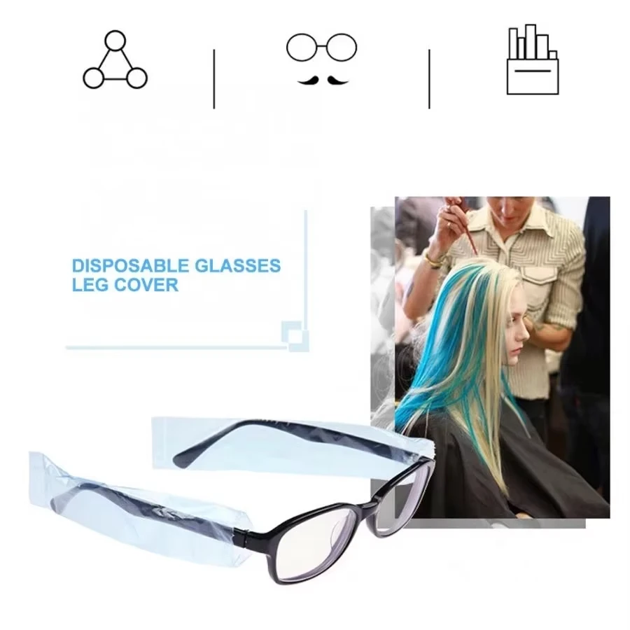 

200pcs Disposable Eyeglasses Protector Covers Hair Dyeing Coloring Styling Tool Leg Sleeves for Barbers Accessory