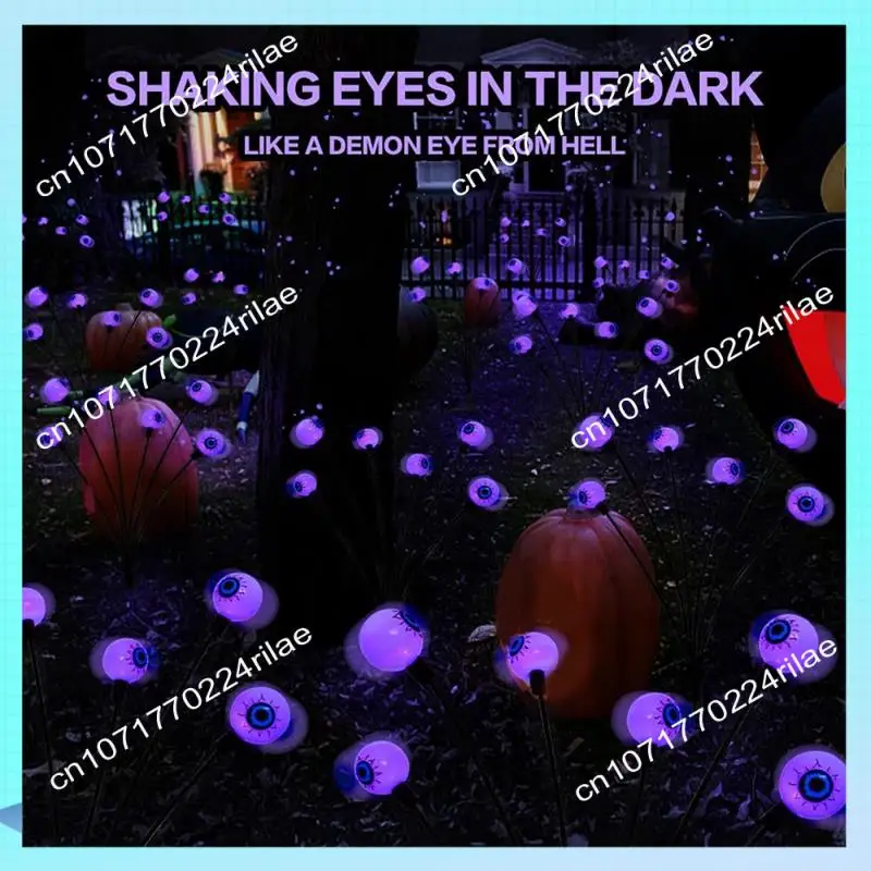 A17Z Decoraciones de Halloween Luces de globo ocular al aire libre, 4 piezas 8 LED Luces de camino solares que se balancean por el viento para jardín Patio Fácil de usar P