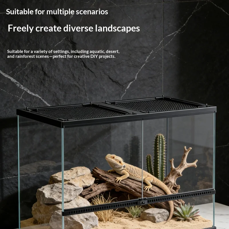 Climbing Pet Glass Tank Rainforest Tank Terrarium Leopard Gecko Land Tortoise Pet Snake Eco Landscaping Reptile Tank Stackable