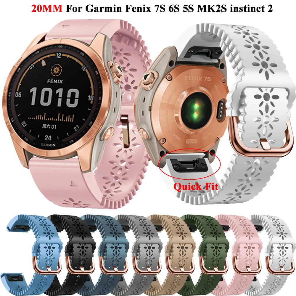 20 مللي متر سيليكون Quickfit حزام (استيك) ساعة الأشرطة للغارمين فينيكس 7S 6S برو 5S زائد غريزة 2S Mk2S سوار الساعات الذكية الرياضة معصمه