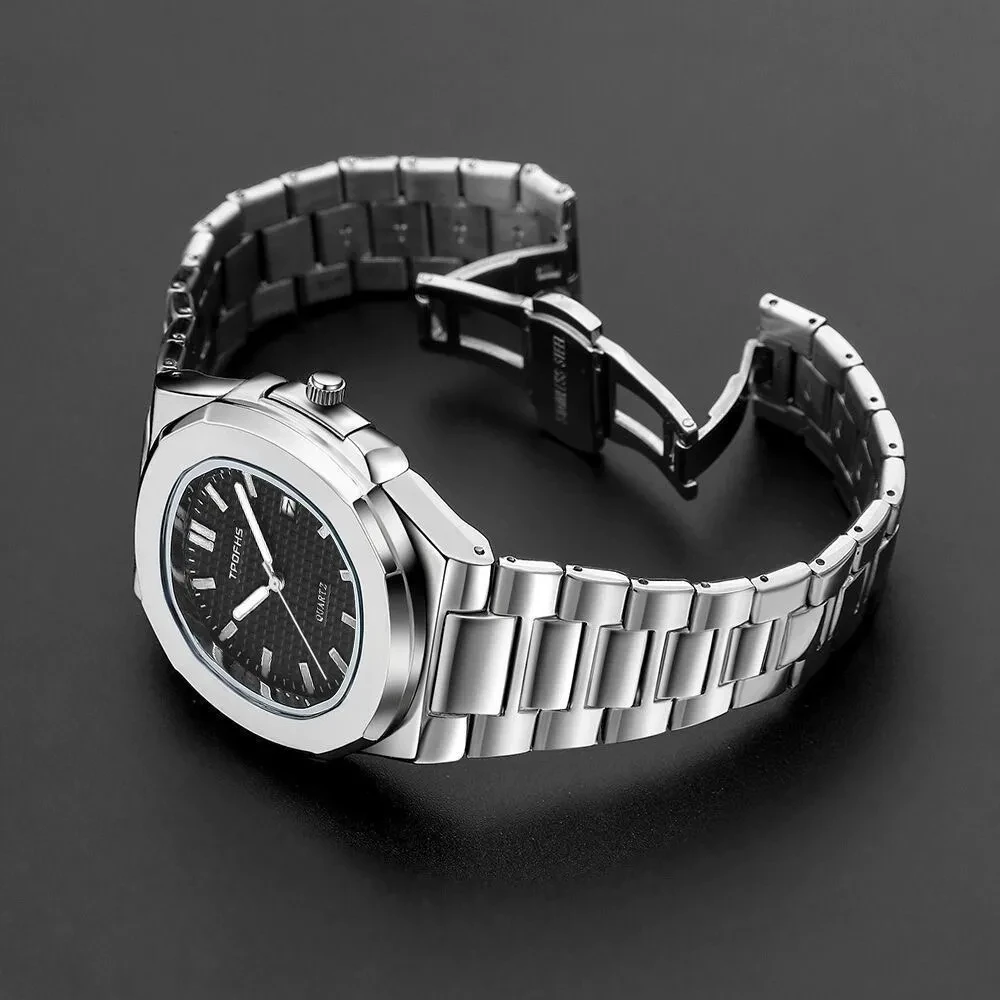 Luxe Horloge Business 30M Waterdichte Mannelijke Klok Lichtge 소 Datum Roestvrij Stalen Vierkante Quartz Mannen Horloge Reloj