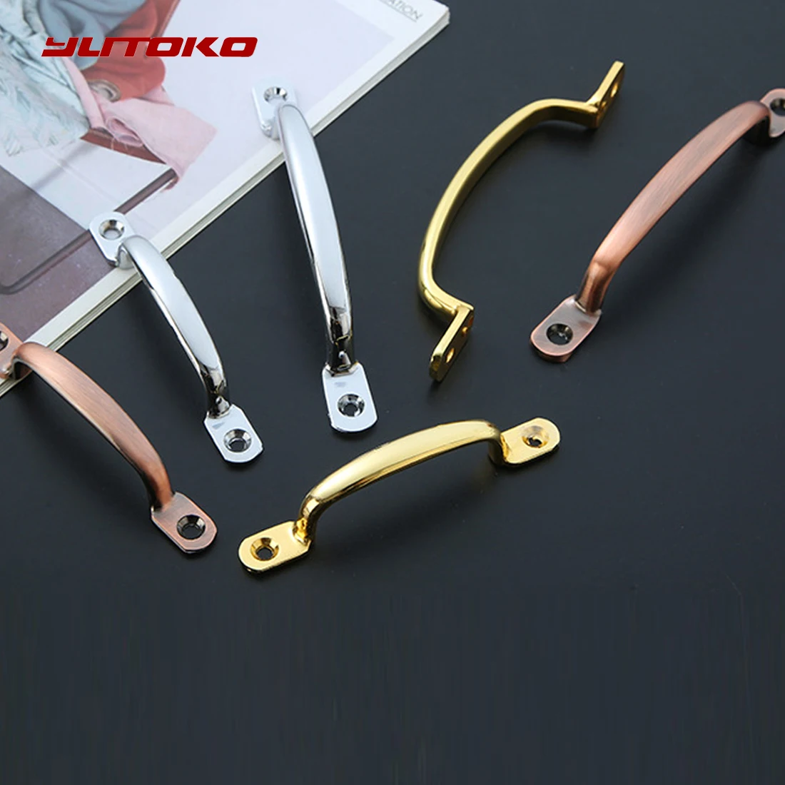 Gold Door Handles Red Bronze Drawer Pulls Kitchen Cabinet Handles and Knobs Wardrobe Jewelry Box Furniture Handles Hardware