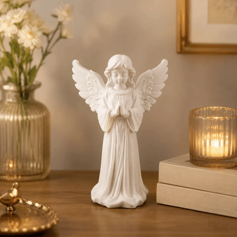 Exquisite Light Luxury Angel Wings Statue Decoration 3D Printed Desktop Ornaments Sweet Guardian Angel Figurine Office