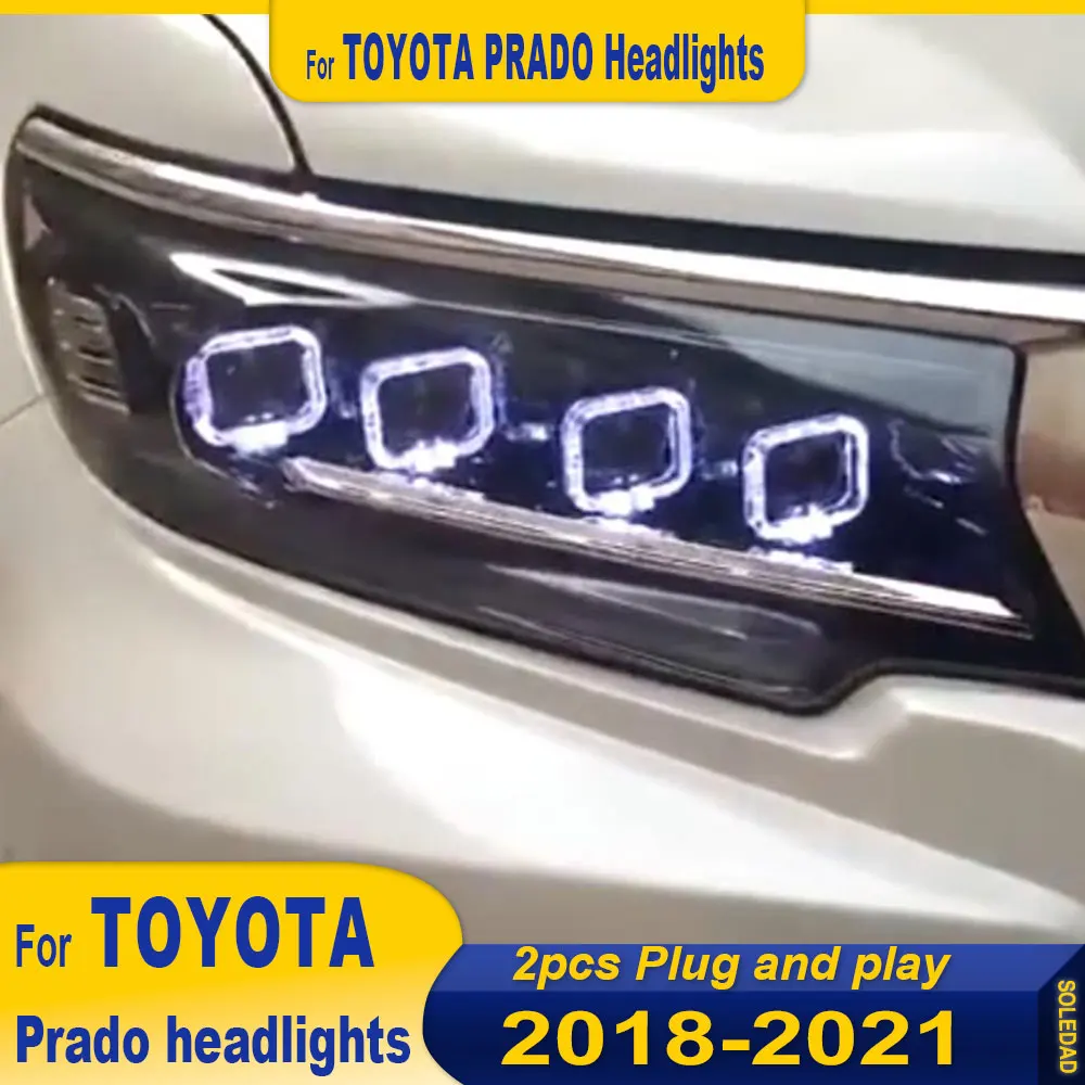 Car Front Lamp for Toyota Prado Headlights 2018-2022 Land Cruiser Prado LED Headlight DRL All LED light Source Auto Accessories