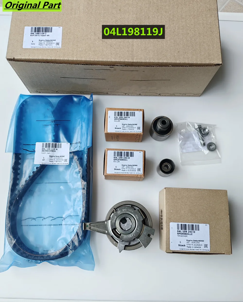 Комплект 04L109119A 04L109243D 03L109244D 03L109244H Комплект ремня ГРМ OEM для VW Mk7 Golf Jetta Passat 2015 CRUA CVCA 2.0 TDI Audi A3